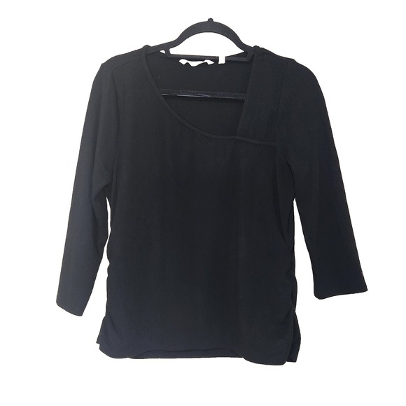 Soft Surroundings Sweaters - Soft Surroundings A Symmetrical Black Ribbed Sweater‎ Womens Size Large